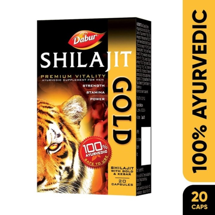 20 Capsules - Dabur Shilajit Gold Premium Vitality Ayurvedic