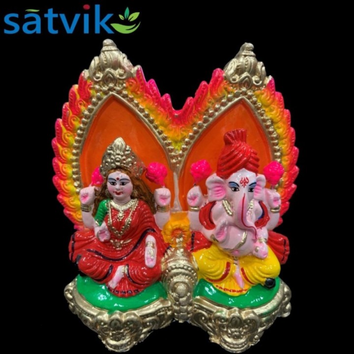 Pair of Goddess Lakshmi and Lord Ganesh Murti (Seated Together in One