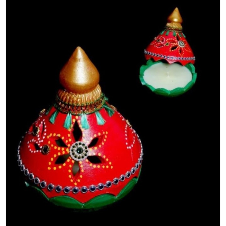 Satvik Colorful Clay Diya, Set of Ganpati Bowl (C39) & Lakshmi Bowl