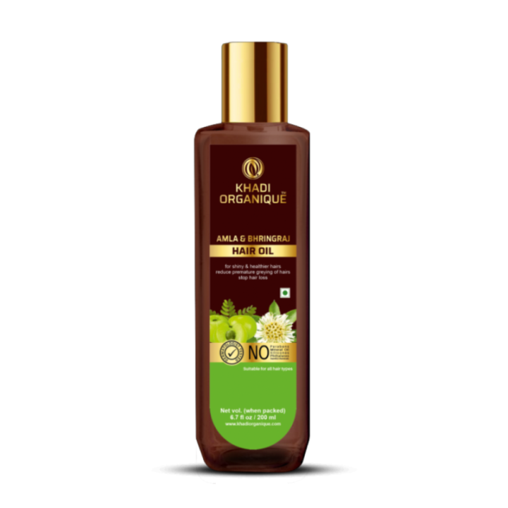 Khadi Organique Amla & Bhringraj Hair Oil - for Shiny & Healthier