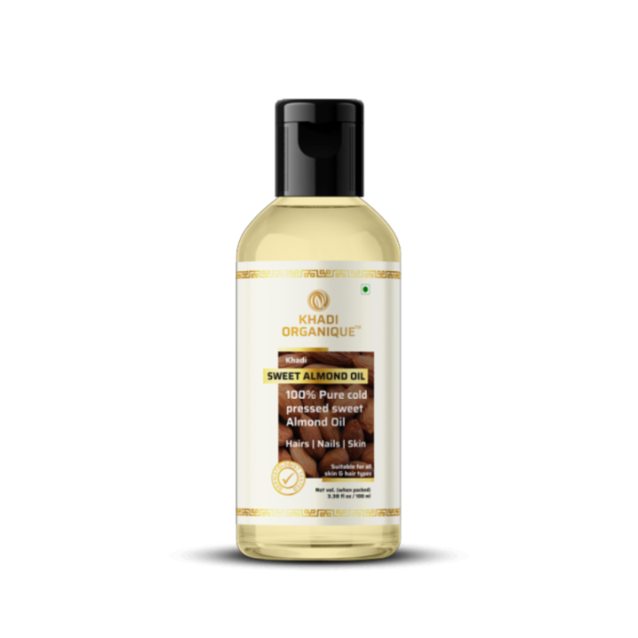 Khadi Organique Sweet Almond Oil - for Hair, Nails & Skin, 100% Cold