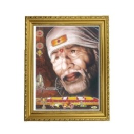 Satvik (New) Shirdi Sai Baba Designer Wooden Golden Photo Frame