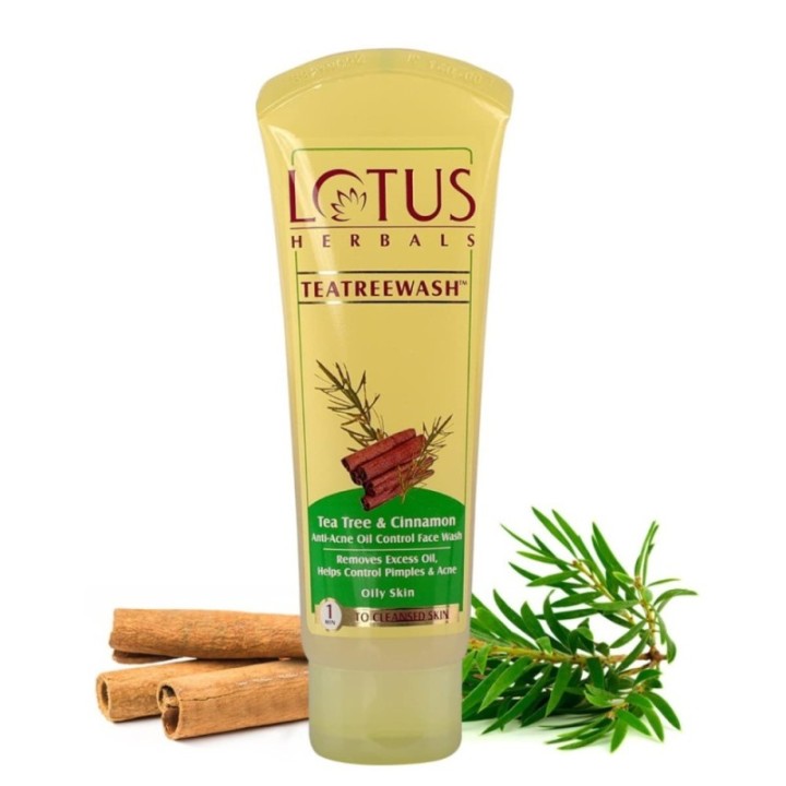 Lotus Herbals Tea Tree Wash - with Tea Tree & Cinnamon, Anti-Acne Oil