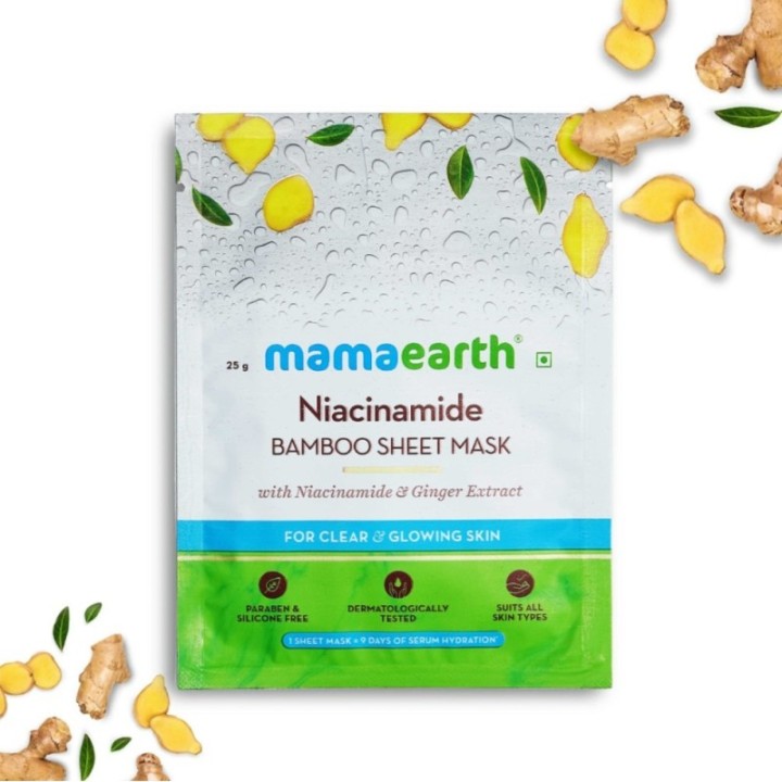 Mamaearth Niacinamide Bamboo Sheet Mask, Pack of 2 ( Each)