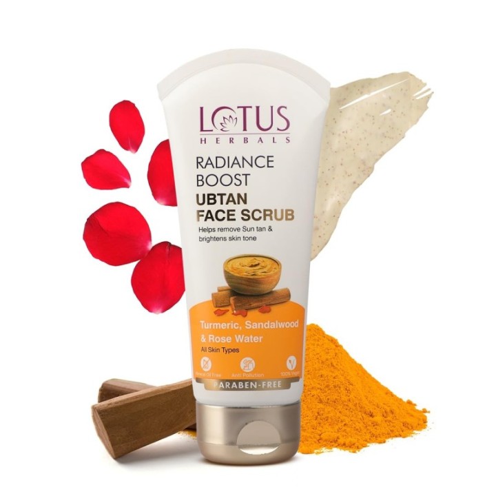Lotus Herbals Radiance Boost Ubtan Face Scrub With Turmeric & Sandalwood (100g)