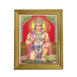 Satvik Lord Hanumanji Designer Wooden Golden Photo Frame