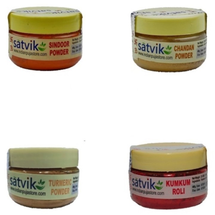 Satvik Set of Different Puja (Prayer) Powders, Each- Haldi (Turmeric