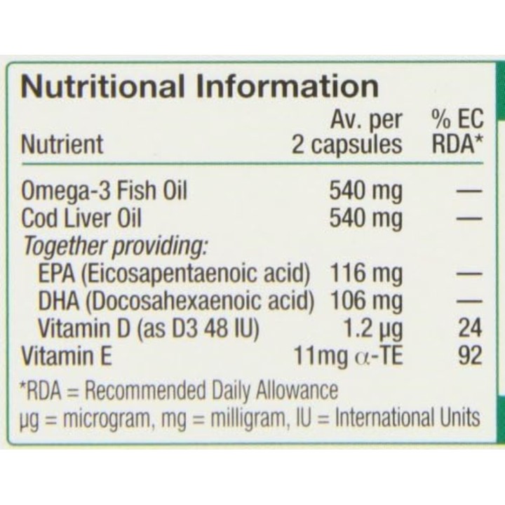 Vitabiotics Ultra Cod Liver Oil Plus Omega-3, 60 Capsules
