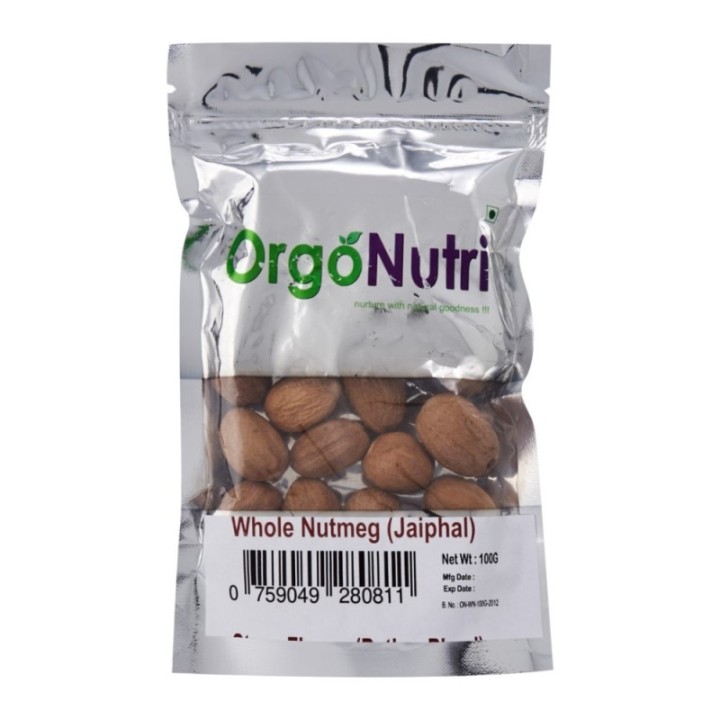 Orgonutri Spice Whole Nutmeg, Jaiphal, Jathikai - Pure and Natural