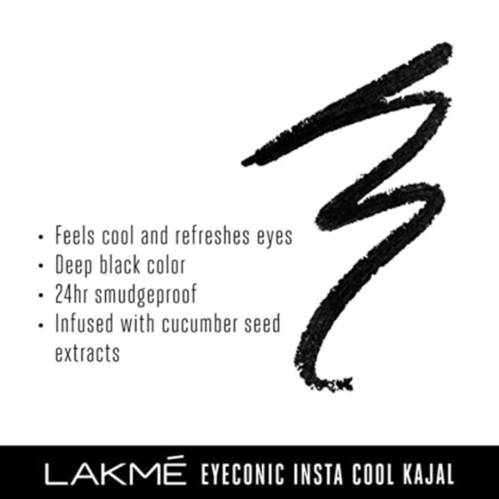 Lakme Eyeconic Insta Cool Kajal, Black, Cooling Kohl Liner