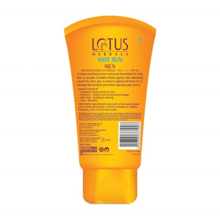 Lotus Safe Sun Men Sunscreen SPF 30 PA+++ 100g