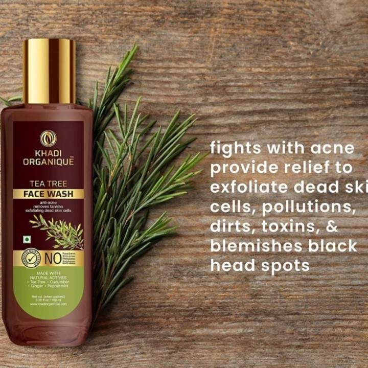 Khadi Organique Tea Tree Face Wash Removes Tan, Anti Acne
