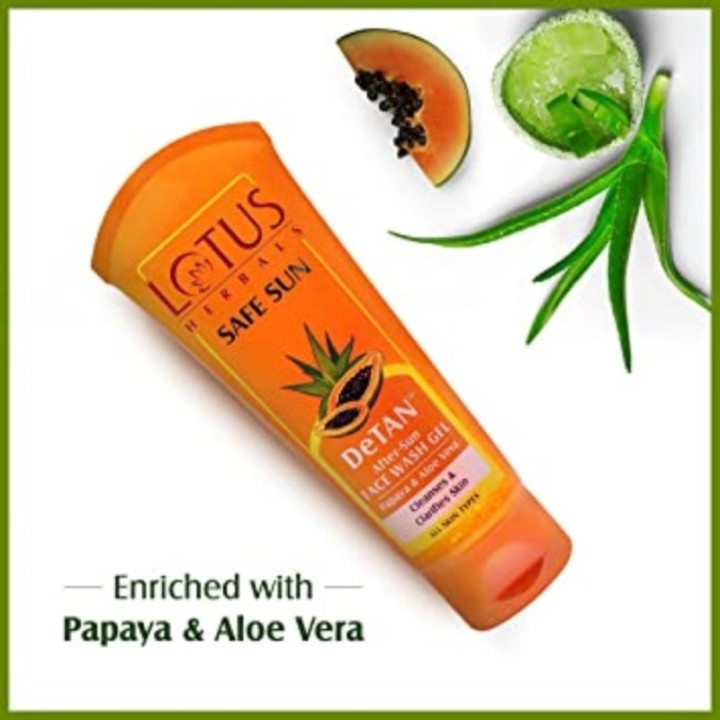 Lotus Herbals Safe Sun Detan After-Sun Face Wash Gel Papaya & Aloe