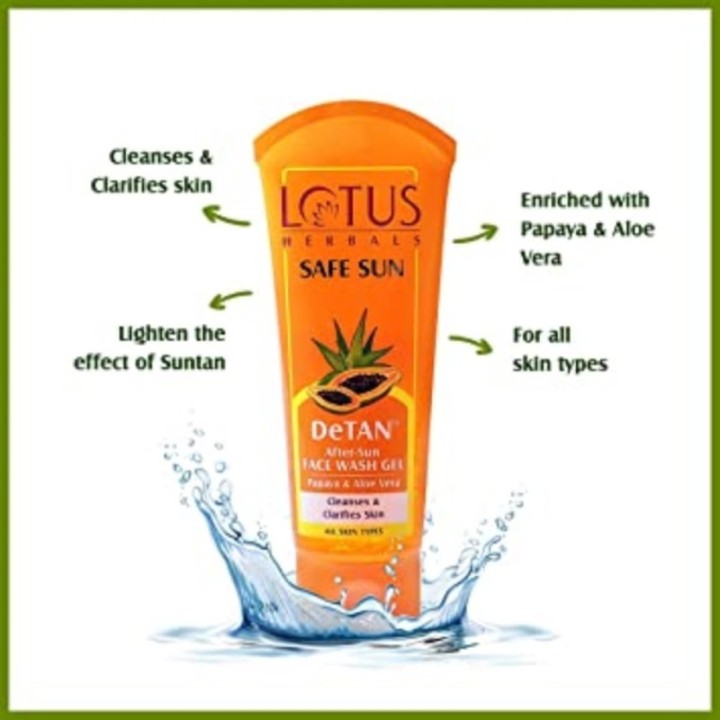 Lotus Herbals Safe Sun Detan After-Sun Face Wash Gel Papaya & Aloe