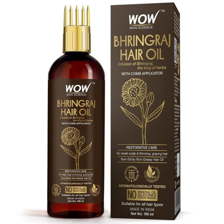 Wow Skin Science Bhringraj Hair Oil - with Comb Applicator - for All