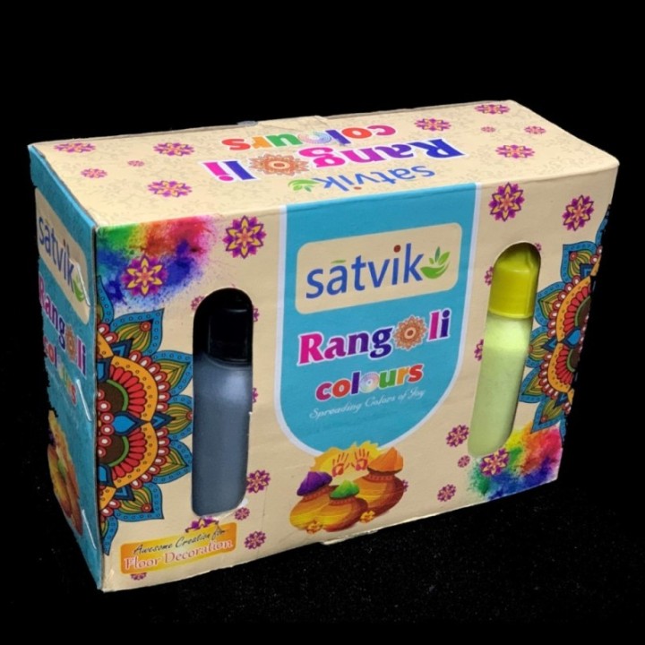 Satvik Squeeze Rangoli Powder 10 Bottles of Multi Colours (10 Colors)