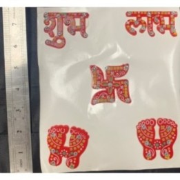 Satvik Meenakari Shubh Labh Laxmi Charan Swastik Stickers for Door