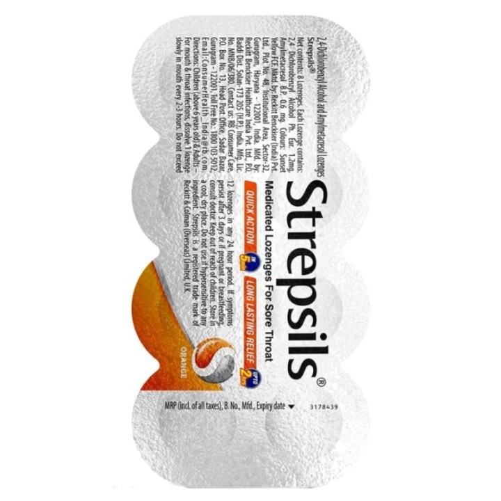 Strepsils Orange Medicated Lozenges for Sore Throat