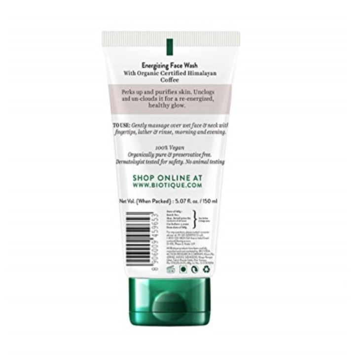 Biotique Coffee Energizing Face Wash Purifies Skin, Unclog Pores