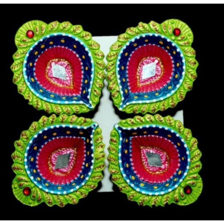 Satvik Colorful Clay Diyas for Diwali Festival, Multicolor Diwali