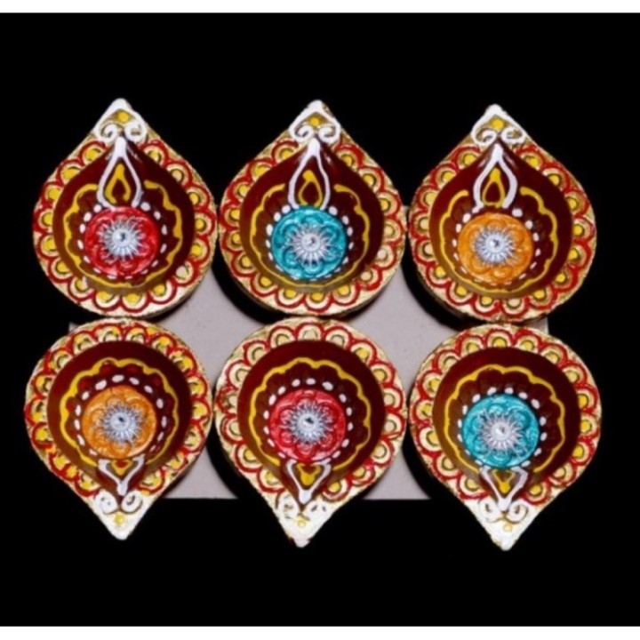 Satvik Colorful Clay Diyas for Diwali Festival, Multicolor Diwali
