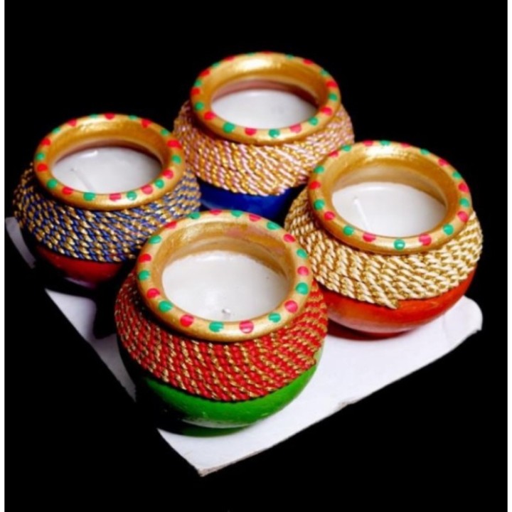 Satvik Colorful Clay Diyas for Diwali Festival, Multicolor Diwali