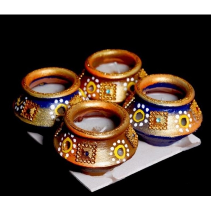 Satvik Colorful Clay Diyas for Diwali Festival, Multicolor Diwali