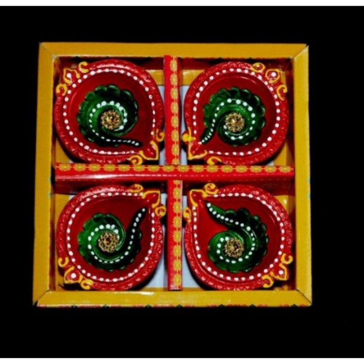Satvik Colorful Clay Diyas for Diwali Festival, Multicolor Diwali