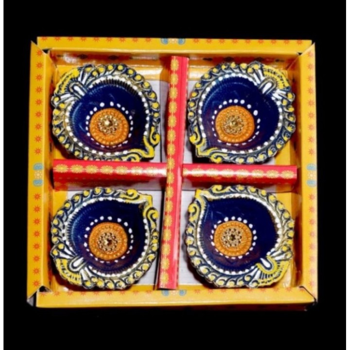 Satvik Colorful Clay Diyas for Diwali Festival, Multicolor Diwali