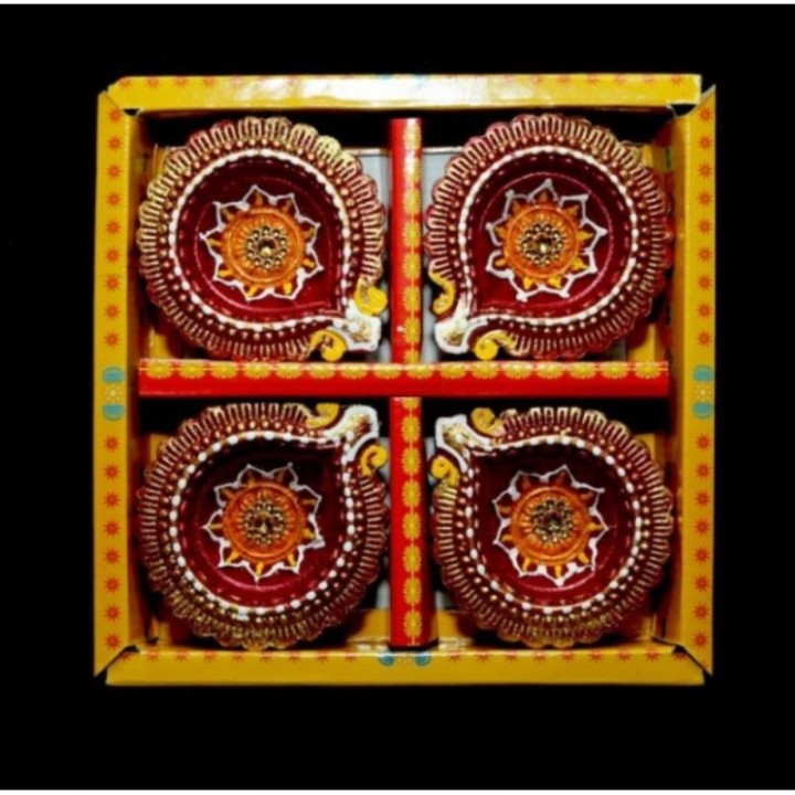 Satvik Colorful Clay Diyas for Diwali Festival, Multicolor Diwali