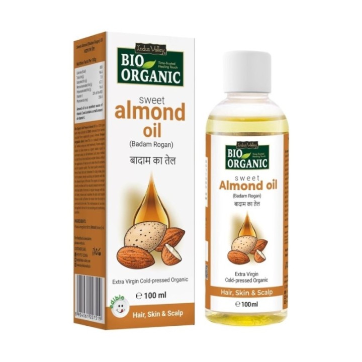 Indus Valley Bio Organic Cold Pressed Sweet Almond Oil 200ml