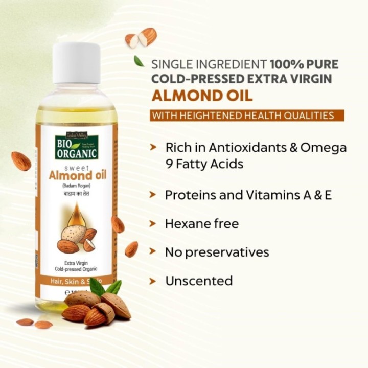 Indus Valley Bio Organic Cold Pressed Sweet Almond Oil 100ml