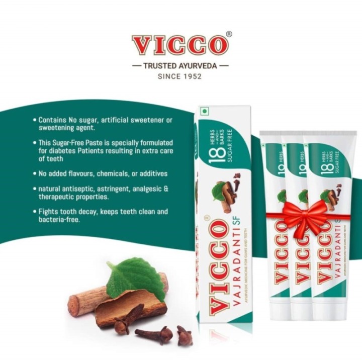 Unique Vicco Vajradanti Sugar Free Paste (Pack of 2) 200gm