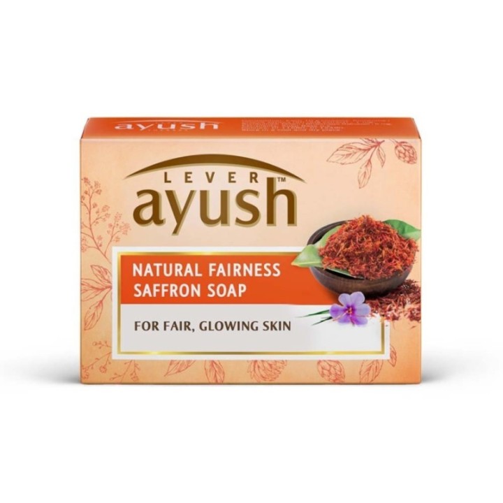 Lever Ayush Natural Fairness Saffron Soap, for Fair, Glowing Skin