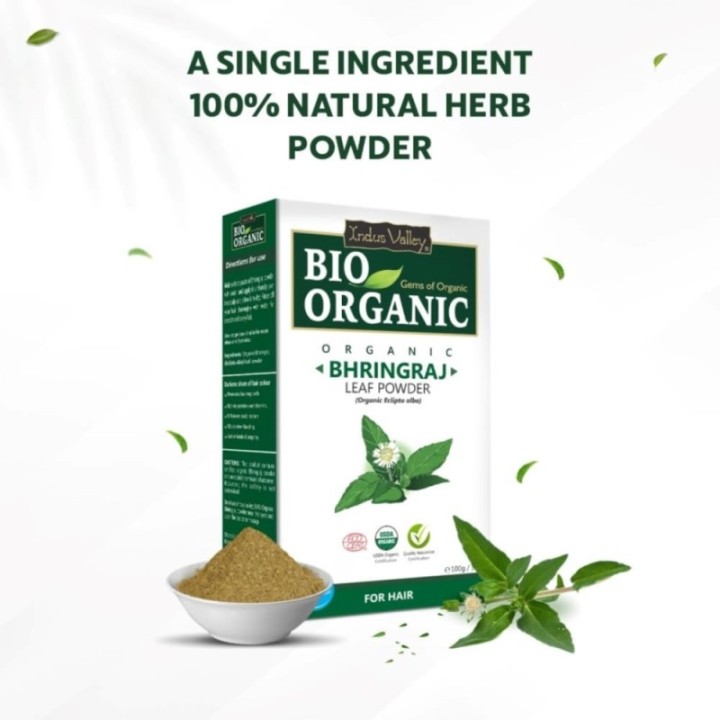 Indus Valley Bio Organic Bhringraj Powder Eclipta Alba for Hair 100g