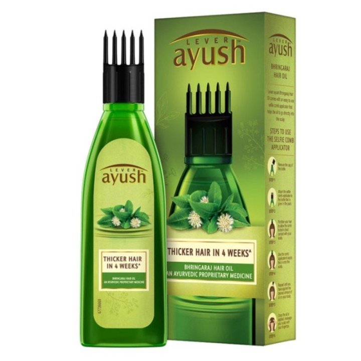 Lever Ayush Bhringaraj Hair Oil, Thicker Hair in 4 Weeks 100ml