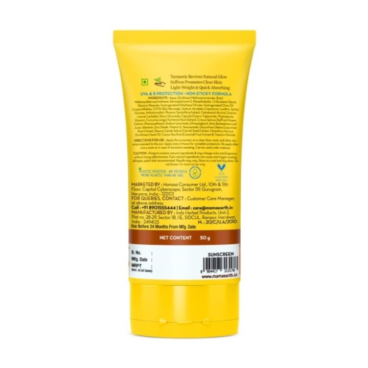 Mamaearth Ubtan Detan Sunscreen with Turmeric & Saffron SPF