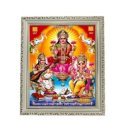 Goddess Maha Lakshmi, Ma Saraswati and Lord Ganesha Designer White