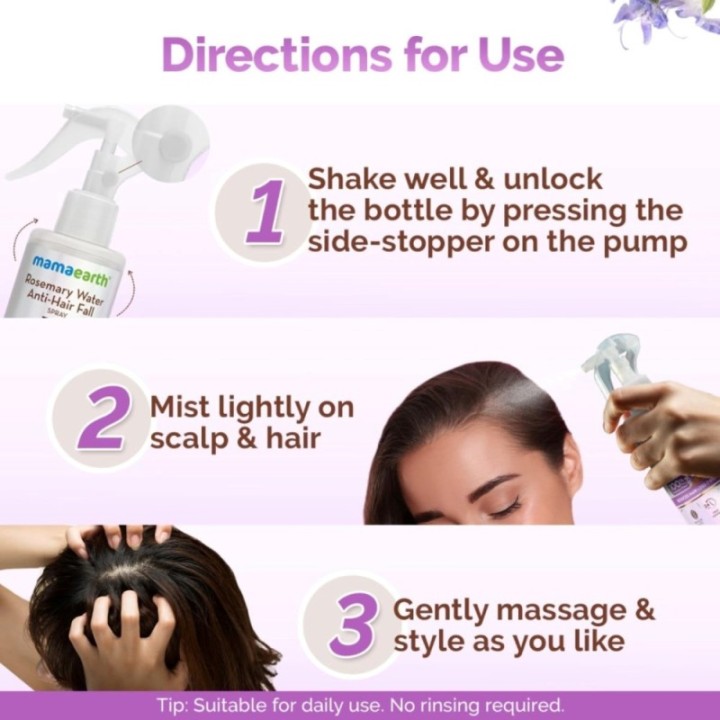 Mamaearth Rosemary Water Anti-Hair Fall Spray with 100% Pure Rosemary