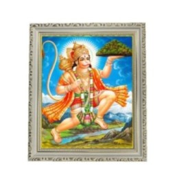 Satvik Lord Hanumanji Flying with Dronagiri Mountain, Designer White