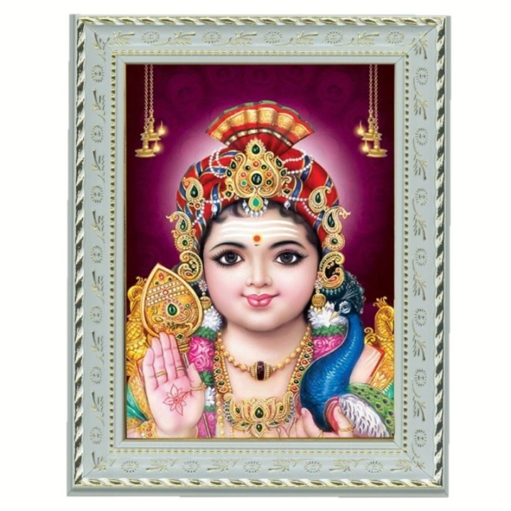 Satvik Lord Murugan, Swamy Kartikeya Designer White Photo Frame