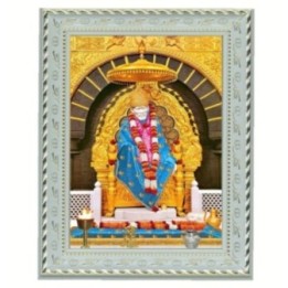 Satvik Shirdi Sai Baba Designer White Photo Frame (1) for Pooja