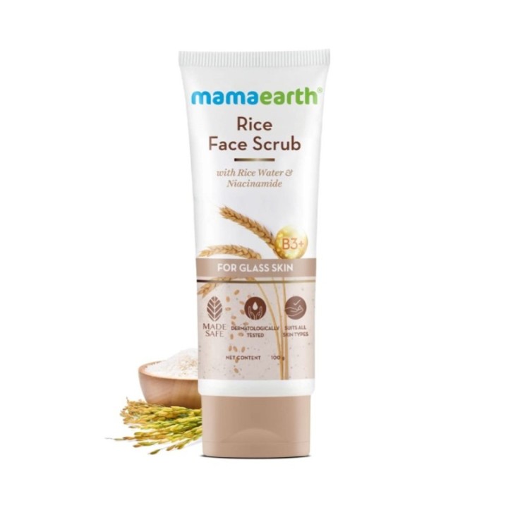 Mamaearth Rice Face Scrub for Glowing Skin, with Rice Water