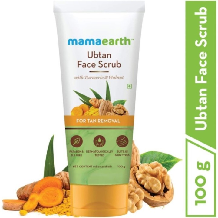 Mamaearth Tan Removal Ubtan Face Scrub with Turmeric and Walnut 100gm