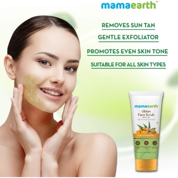 Mamaearth Tan Removal Ubtan Face Scrub with Turmeric and Walnut 100gm