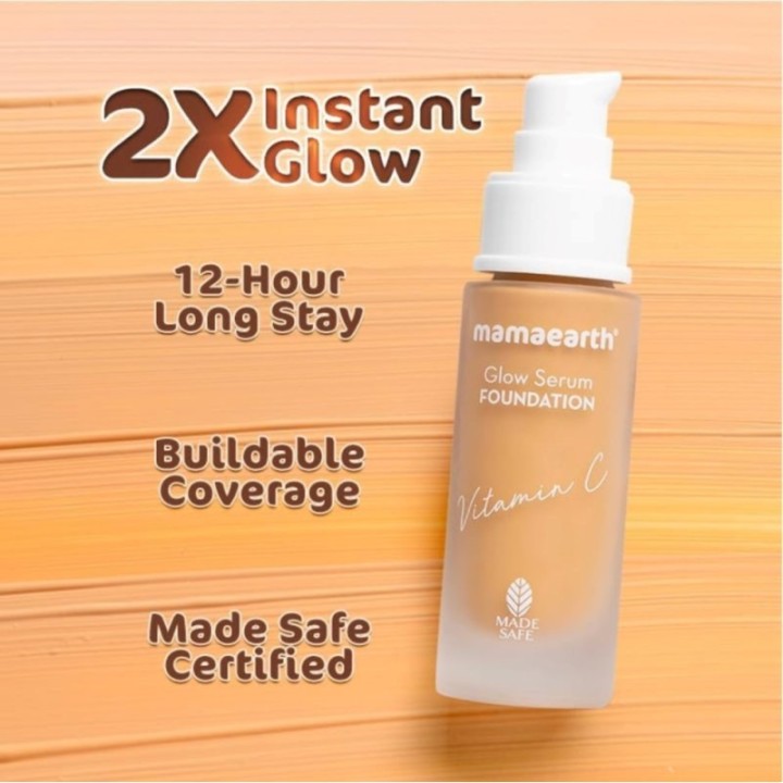 Mamaearth Glow Serum Foundation, Medium Coverage, Matte Finish