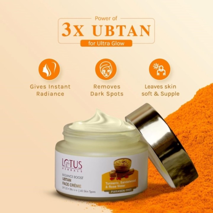 Lotus Herbals Radiance Boost Ubtan Face Cream SPF 20 Turmeric