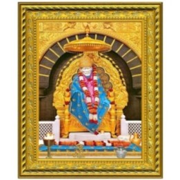 Satvik Shirdi Sai Baba Designer Golden Photo Frame (1) for Pooja