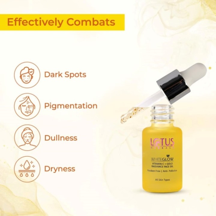 Lotus Herbals Whiteglow Vitamin C and Gold Radiance Face Oil for Dull