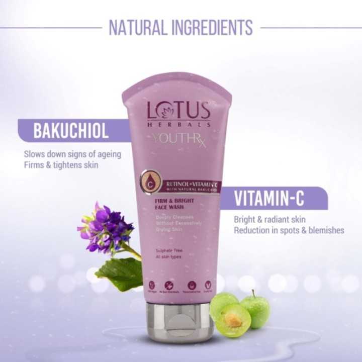 Lotus Herbals Youthrx Firm & Bright Face Wash Bakuchiol Retinol